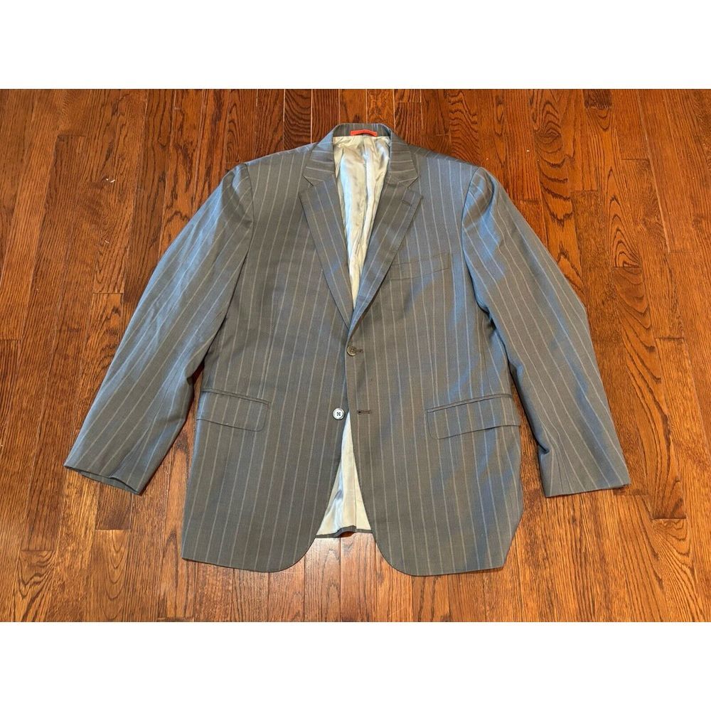ISAIA 100% Wool 140s Base S Gray Stripe 2 Btn Sport Coat Suit Jacket 46